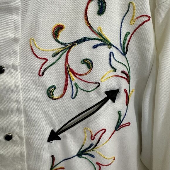 Men's Vintage J.C. Penney Embroidered Western Shirt Size 15.5 Snap - Picture 3 of 6
